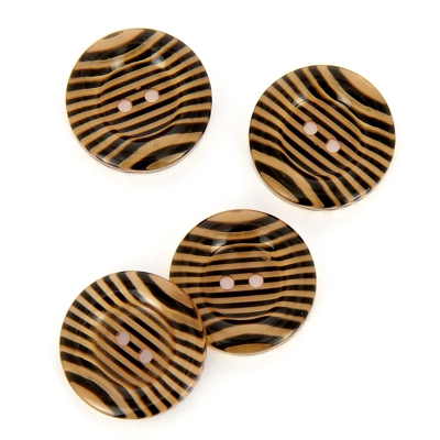 Boutons zébrés marron et noir 25 mm