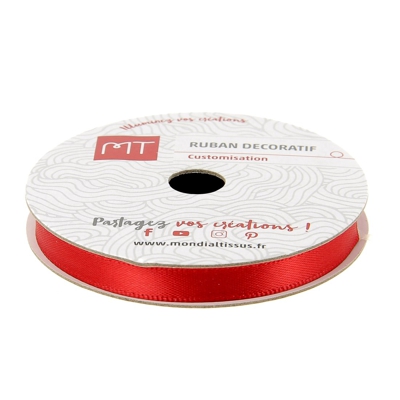 Bobine ruban satin rouge 6 mm