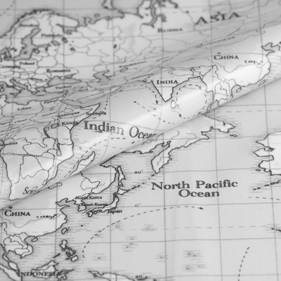 Tissu enduit épais carte du monde gris
