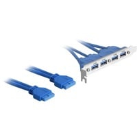 2 x USB 3.0 19-pin - 4 x USB 3.0-A câble USB 0,4 m USB 2.0 USB A Bleu, Connecteur d''extension