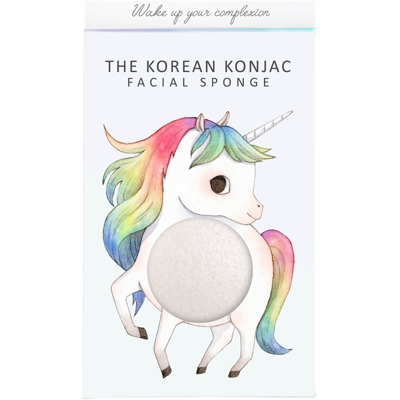 Éponge Konjac, Boîte et Crochet Mythical Unicorn Prancing The Konjac Sponge Company 30 g – Blanc