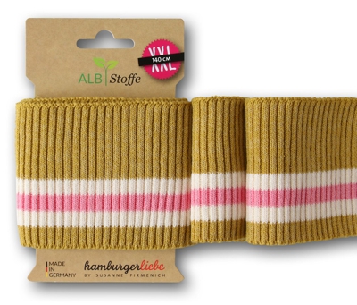 Poignet bord-côte bio cuff me Ripp jaune moutarde - Albstoffe