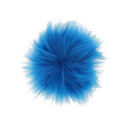 Pompon fausse fourrure bleu canard 7 cm