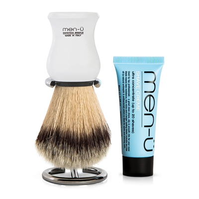 Blaireau de Luxe avec Support Chromé par men-ü - Blanc