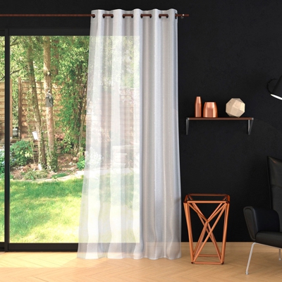 Tissu voilage rayure lurex naturel plombé