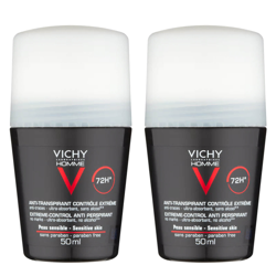 VICHY Homme Men's Extreme-Control Anti-Perspirant Roll-on Deodorant Duo for Sensitive Skin 50ml características