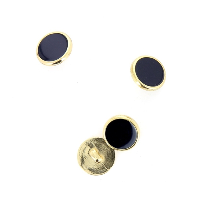 Boutons à queue bleu marine contour doré 15 mm
