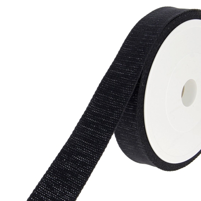 Sangle coton noir argenté 30 mm