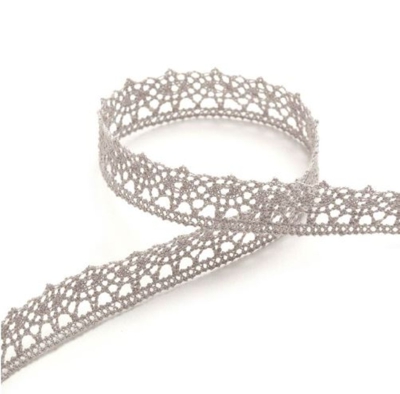 Ruban dentelle 12 mm gris clair