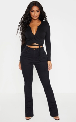 Shape - Jean noir flare en matière stretchy, Noir