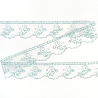 Ruban dentelle fine 25 mm bleu