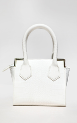 Mini-sac effet croco blanc à anse, Blanc en oferta