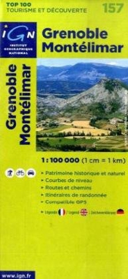 Grenoble Montélimar 1 : 100 000: Patrimoine historique et naturel / Courbes de niveau / Routes et chemins / Itinéaires de randonnée / Compatible GPS (Ign Top 100s)