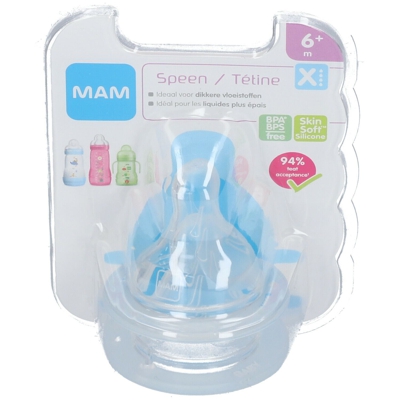 MAM Tétine silicone - Débit Rapide - Liquide épais