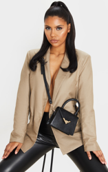 Mini-sac enveloppe en similicuir noir, Noir en oferta