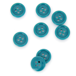 Boutons ronds 4 trous bleu turquoise 15 mm características