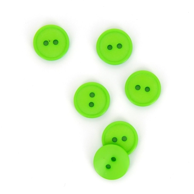 Boutons plats 2 trous vert vif 15 mm