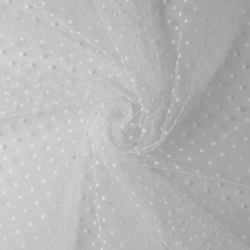 Tissu tulle floqué pois blanc soie precio