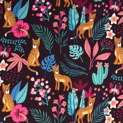 Tissu jersey coton bio jungle lie de vin Albstoffe