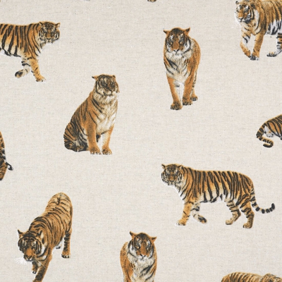 Tissu coton écru épais tigres