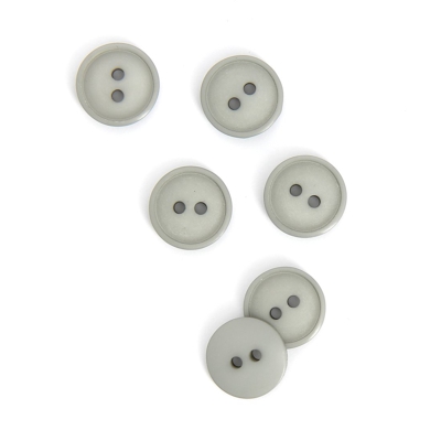 Boutons plats 2 trous gris 15 mm