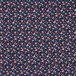 Tissu popeline viscose à motifs pétales fins - bleu marine precio