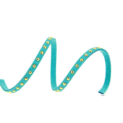 Ruban clouté bleu turquoise 5 mm