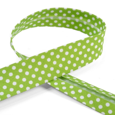 Biais à pois vert anis 20 mm