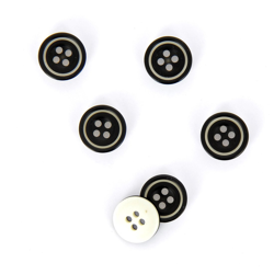 Boutons noirs et blancs 14 mm características