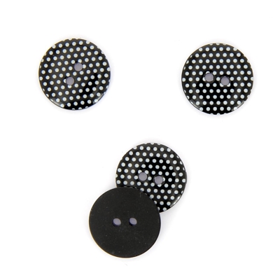 Boutons à pois 2 trous noir 15 mm