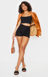 Short basique noir à taille haute, Noir precio