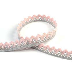 Ruban dentelle 15 mm gris et rose en oferta
