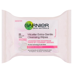 Lingettes nettoyantes micellaires extra-douces de Garnier Skin Naturals (paquet de 25) en oferta
