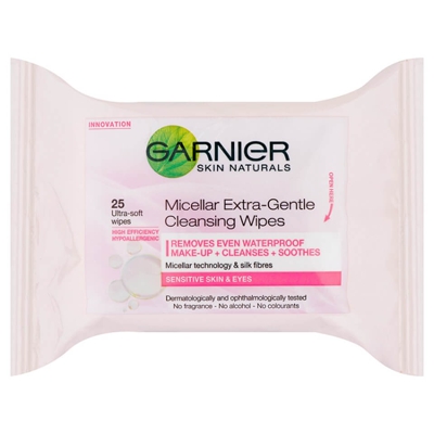 Lingettes nettoyantes micellaires extra-douces de Garnier Skin Naturals (paquet de 25)
