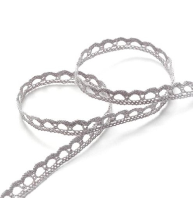 Ruban dentelle 10 mm gris clair