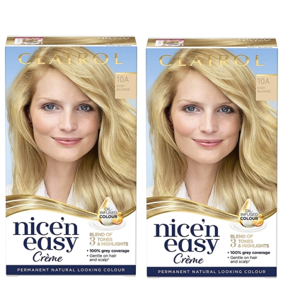 Clairol Nice' n Easy Crème Natural Looking Oil Infused Permanent Hair Dye Duo (Various Shades) - 10A Baby Blonde