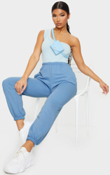 Jogging basique bleu cendré resserré aux chevilles, Bleu cendré características