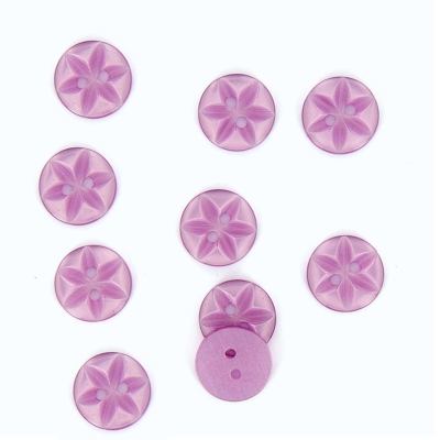 Boutons fleur 2 trous lilas 11mm