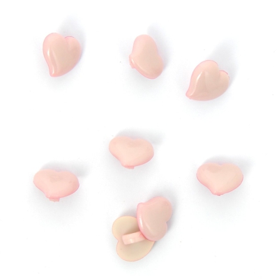 Boutons forme cœur rose clair 13 mm