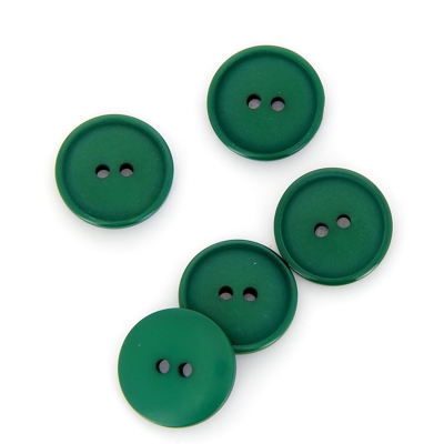 Boutons plats 2 trous vert sapin 15 mm