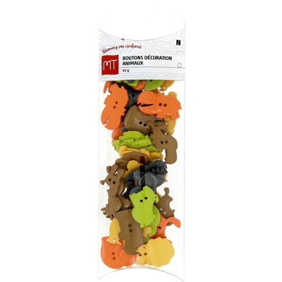Boutons animaux multicolores