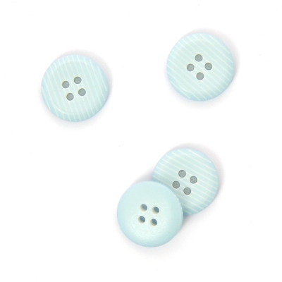 Boutons striés 2 trous bleu clair 19 mm