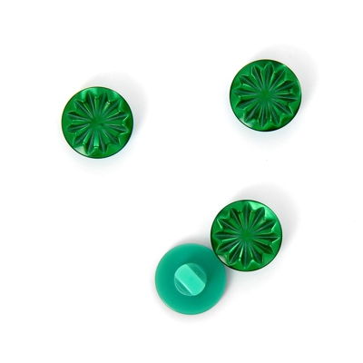 Boutons à queue forme pétale vert 15 mm