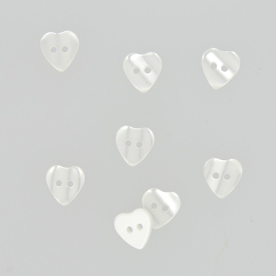Boutons forme cœur blanc 13 mm