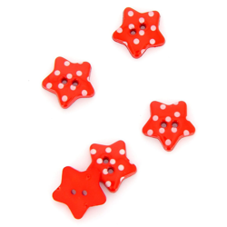 Boutons étoiles rouges à pois blancs 18 mm en oferta