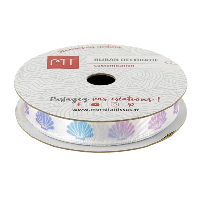 Bobine ruban satin coquillages