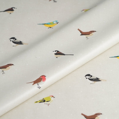 Tissu enduit épais oiseaux multicolores