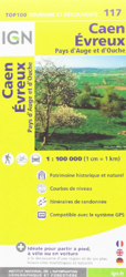 IGN 1 : 100 000 Caen - Evreux: Top 100 Tourisme et Découverte. Patrimoine historique et naturel / Courbes de niveau / Routes et chemins / Itinéraires de randonnée / Compatible GPS (Ign Map) en oferta