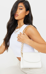 Sac à main croco blanc à chaîne chunky, Blanc características