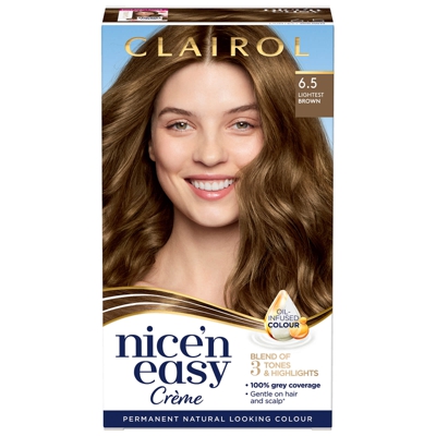Clairol Nice' n Easy Crème Natural Looking Oil Infused Permanent Hair Dye 177ml (Various Shades) - 6.5 Lightest Brown